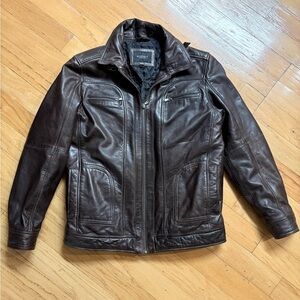 Regency Brown Leather Zip-Front Men's Jacket
